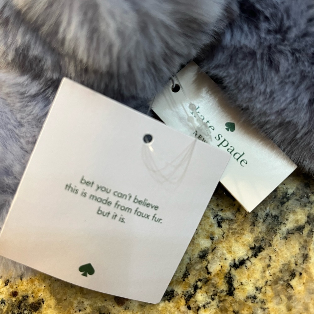 Discontinued Kate Spade Bunny Faux Fur Bag Charm Clip Lavender Rhinestones NWT - Picture 5 of 5